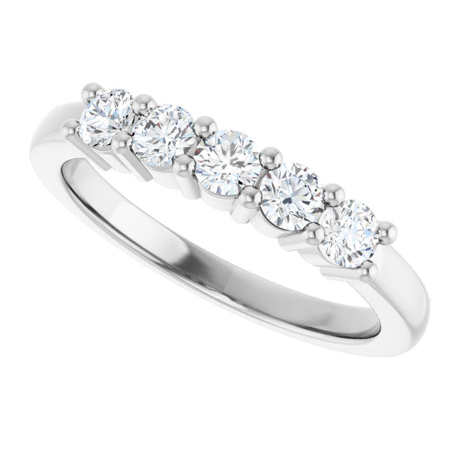 10K Gold Round Natural Diamond Five-Stone Anniversary Band – 1/5–5/8 CTW - White Gold - view 5