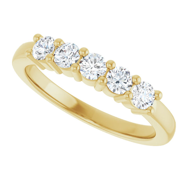 10K Gold Round Natural Diamond Five-Stone Anniversary Band – 1/5–5/8 CTW - Yellow Gold - view 5