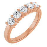 10K Gold Round Natural Diamond Five-Stone Anniversary Band – 3/4–1 1/2 CTW - Rose Gold