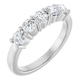 14K Gold Round Lab-Grown Diamond Five-Stone Anniversary Band – 3/4–1 5/8 CTW - White Gold