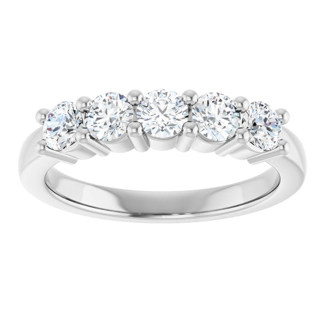 10K Gold Round Lab-Grown Diamond Five-Stone Anniversary Band – 3/4–1 5/8 CTW - White Gold - view 3