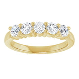 10K Gold Round Lab-Grown Diamond Five-Stone Anniversary Band – 3/4–1 5/8 CTW - Yellow Gold - view 3