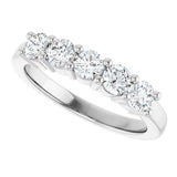 10K Gold Round Lab-Grown Diamond Five-Stone Anniversary Band – 3/4–1 5/8 CTW - White Gold - view 5