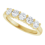 10K Gold Round Natural Diamond Five-Stone Anniversary Band – 3/4–1 1/2 CTW - Yellow Gold - view 5