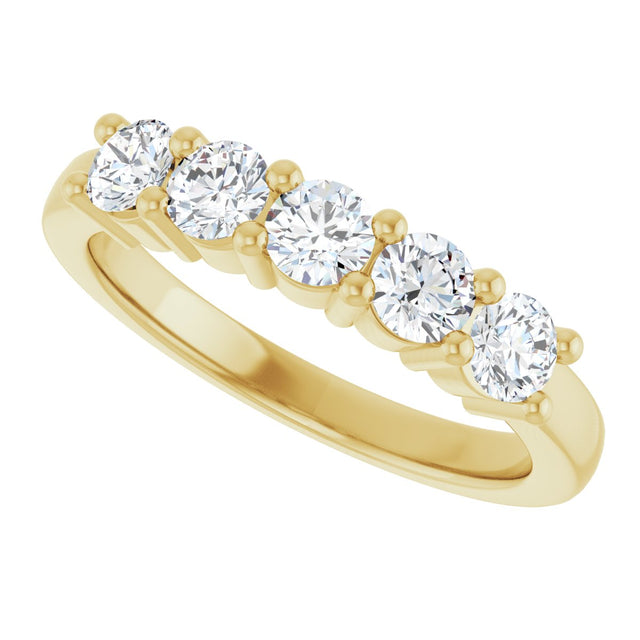 10K Gold Round Lab-Grown Diamond Five-Stone Anniversary Band – 3/4–1 5/8 CTW - Yellow Gold - view 5