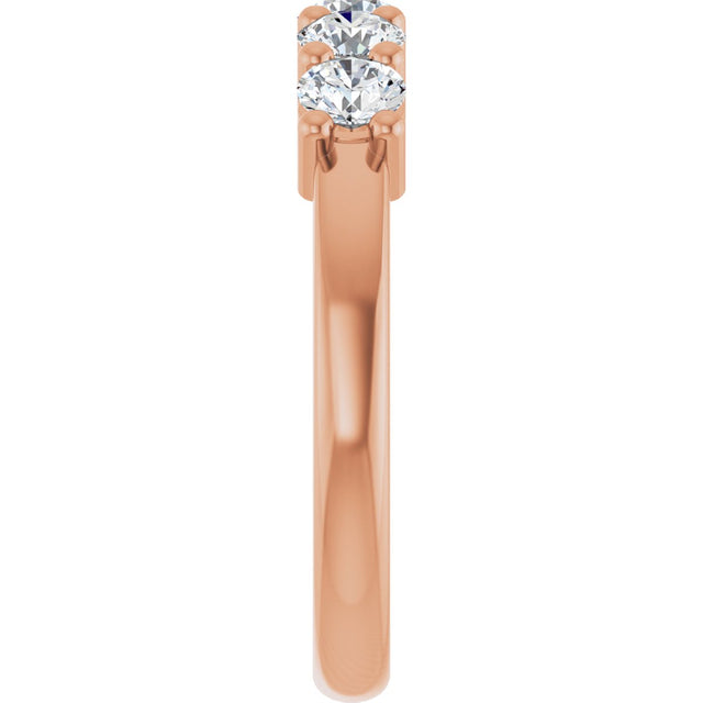 10K Gold Round Lab-Grown Diamond Five-Stone Anniversary Band – 3/4–1 5/8 CTW - Rose Gold - view 4