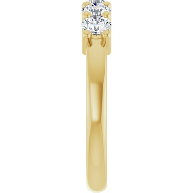 10K Gold Round Lab-Grown Diamond Five-Stone Anniversary Band – 3/4–1 5/8 CTW - Yellow Gold - view 4