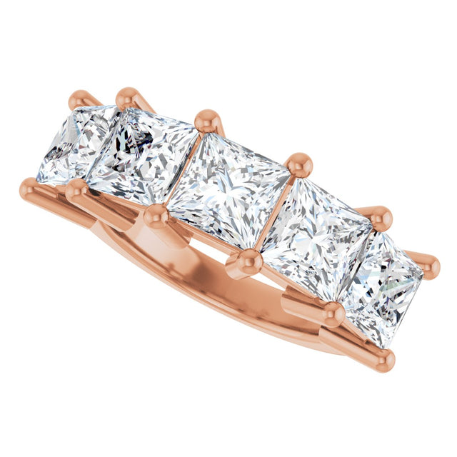 10K Gold Square Lab-Grown Diamond Five-Stone Anniversary Band – 1 9/10–7 CTW - Rose Gold - view 5