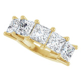 14K Gold Square Lab-Grown Diamond Five-Stone Anniversary Band – 1 3/8–6 1/4 CTW - Yellow Gold - view 5