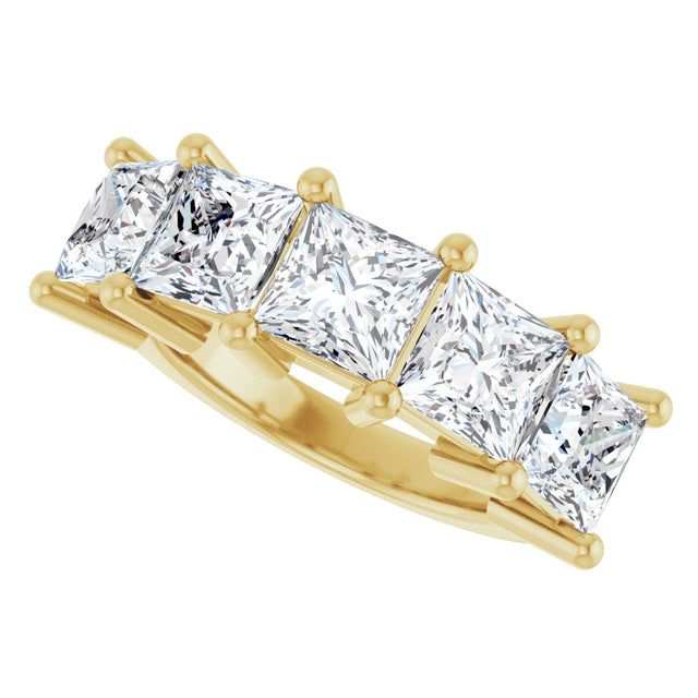10K Gold Square Lab-Grown Diamond Five-Stone Anniversary Band – 1 9/10–7 CTW - Yellow Gold - view 5
