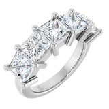 14K Gold Square Lab-Grown Diamond Five-Stone Anniversary Band – 1 3/8–6 1/4 CTW - White Gold