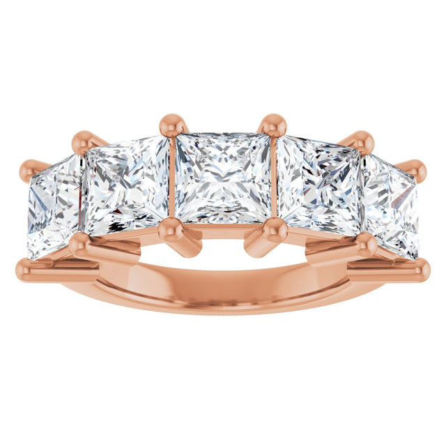 10K Gold Square Lab-Grown Diamond Five-Stone Anniversary Band – 1 9/10–7 CTW - Rose Gold - view 3