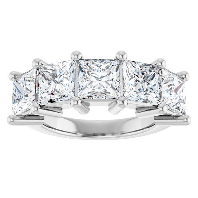 10K Gold Square Lab-Grown Diamond Five-Stone Anniversary Band – 1 9/10–7 CTW - White Gold - view 3