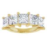14K Gold Square Lab-Grown Diamond Five-Stone Anniversary Band – 1 3/8–6 1/4 CTW - Yellow Gold - view 3
