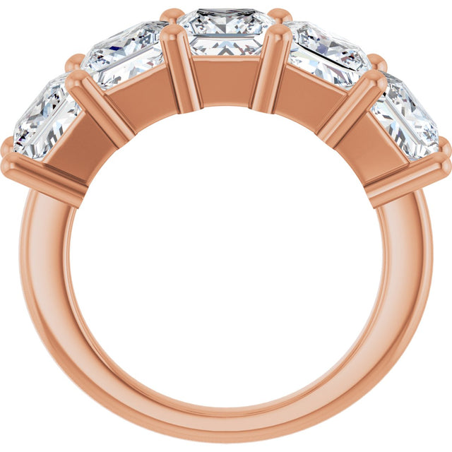 10K Gold Square Natural Diamond Five-Stone Anniversary Band – 1 1/2–5 1/5 CTW - Rose Gold - view 2
