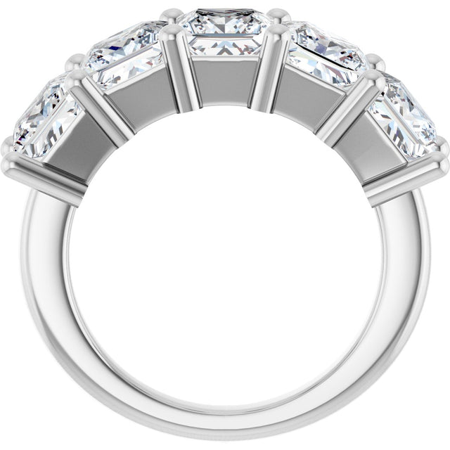 10K Gold Square Lab-Grown Diamond Five-Stone Anniversary Band – 1 9/10–7 CTW - White Gold - view 2