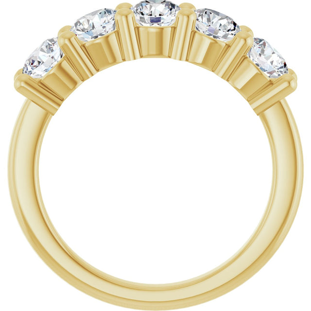 10K Gold Round Lab-Grown Diamond Five-Stone Anniversary Band – 3/4–1 5/8 CTW - Yellow Gold - view 2