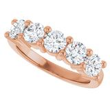 10K Gold Round Lab-Grown Diamond Five-Stone Anniversary Band – 3/4–1 5/8 CTW - Rose Gold - view 5