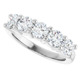10K Gold Round Natural Diamond Five-Stone Anniversary Band – 3/4–1 1/2 CTW - White Gold - view 5
