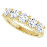 10K Gold Round Lab-Grown Diamond Five-Stone Anniversary Band – 3/4–1 5/8 CTW - Yellow Gold - view 5