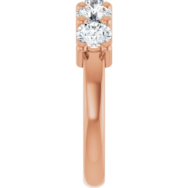 10K Gold Round Natural Diamond Five-Stone Anniversary Band – 3/4–1 1/2 CTW - Rose Gold - view 4