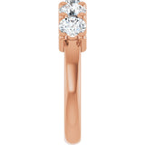 10K Gold Round Lab-Grown Diamond Five-Stone Anniversary Band – 3/4–1 5/8 CTW - Rose Gold - view 4