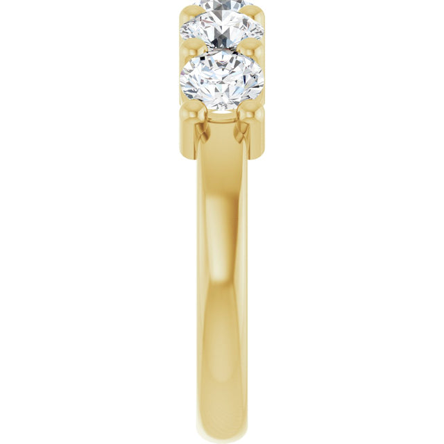 14K Gold Round Lab-Grown Diamond Five-Stone Anniversary Band – 3/4–1 5/8 CTW - Yellow Gold - view 4