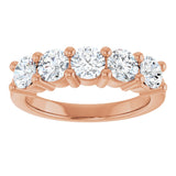 10K Gold Round Lab-Grown Diamond Five-Stone Anniversary Band – 3/4–1 5/8 CTW - Rose Gold - view 3