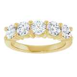 10K Gold Round Natural Diamond Five-Stone Anniversary Band – 3/4–1 1/2 CTW - Yellow Gold - view 3