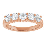 14K Gold Round Lab-Grown Diamond Five-Stone Anniversary Band – 3/4–1 5/8 CTW - Rose Gold - view 3