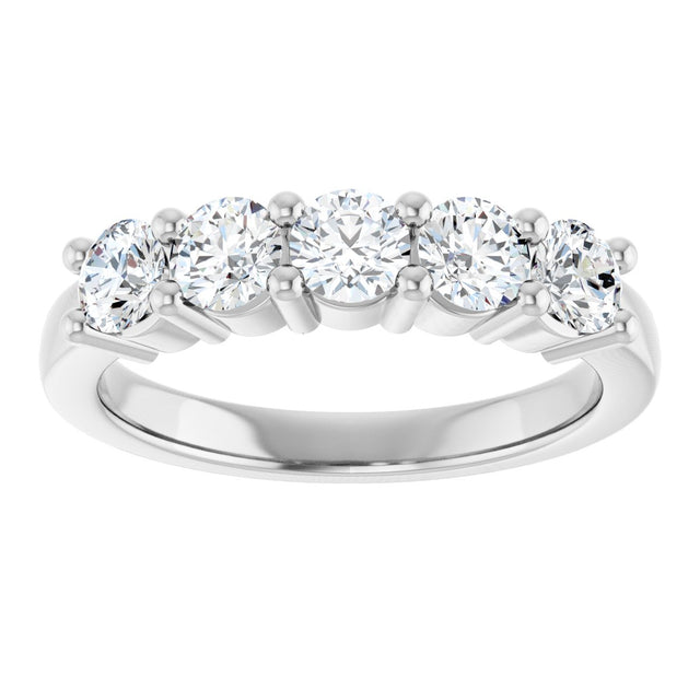 10K Gold Round Lab-Grown Diamond Five-Stone Anniversary Band – 3/4–1 5/8 CTW - White Gold - view 3