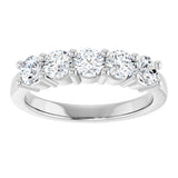 14K Gold Round Lab-Grown Diamond Five-Stone Anniversary Band – 3/4–1 5/8 CTW - White Gold - view 3