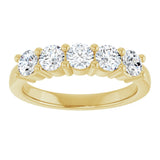 10K Gold Round Lab-Grown Diamond Five-Stone Anniversary Band – 3/4–1 5/8 CTW - Yellow Gold - view 3