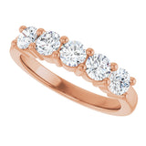 10K Gold Round Lab-Grown Diamond Five-Stone Anniversary Band – 3/4–1 5/8 CTW - Rose Gold - view 5