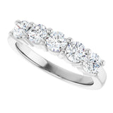 10K Gold Round Lab-Grown Diamond Five-Stone Anniversary Band – 3/4–1 5/8 CTW - White Gold - view 5