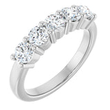 10K Gold Round Lab-Grown Diamond Five-Stone Anniversary Band – 3/4–1 5/8 CTW - White Gold