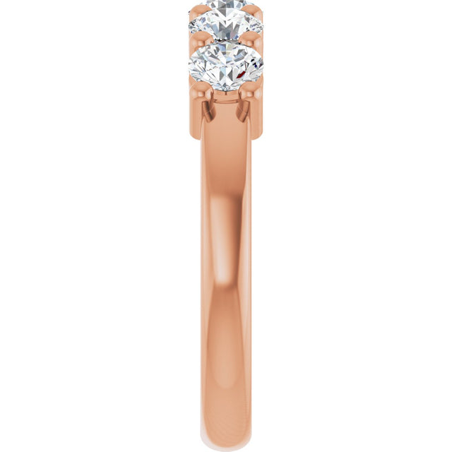 10K Gold Round Natural Diamond Five-Stone Anniversary Band – 3/4–1 1/2 CTW - Rose Gold - view 4