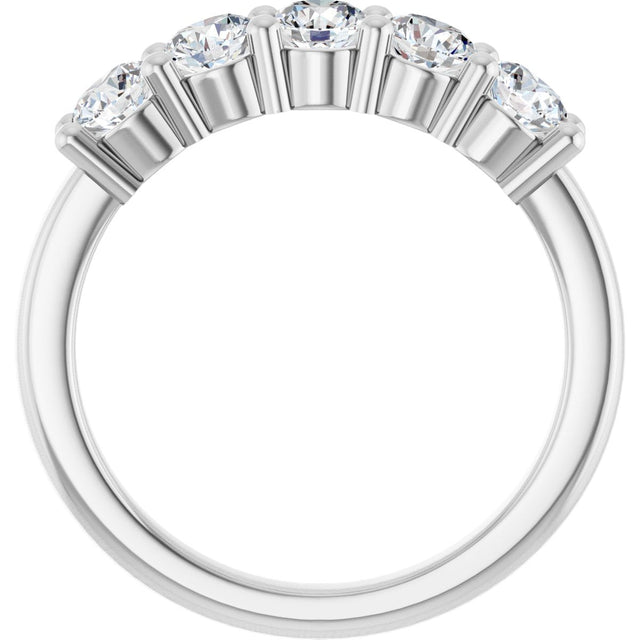 10K Gold Round Lab-Grown Diamond Five-Stone Anniversary Band – 3/4–1 5/8 CTW - White Gold - view 2