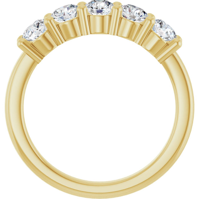 10K Gold Round Lab-Grown Diamond Five-Stone Anniversary Band – 3/4–1 5/8 CTW - Yellow Gold - view 2