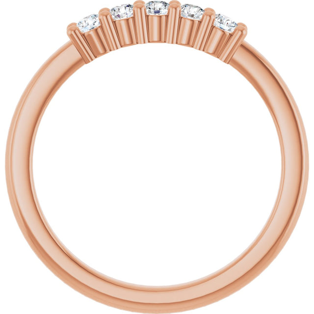 10K Gold Round Lab-Grown Diamond Five-Stone Anniversary Band – 1/4–5/8 CTW - Rose Gold - view 2