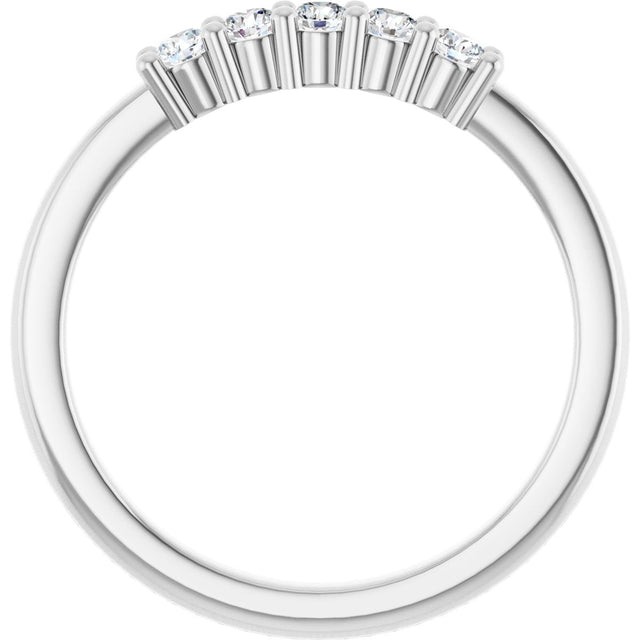 10K Gold Round Natural Diamond Five-Stone Anniversary Band – 1/5–5/8 CTW - White Gold - view 2