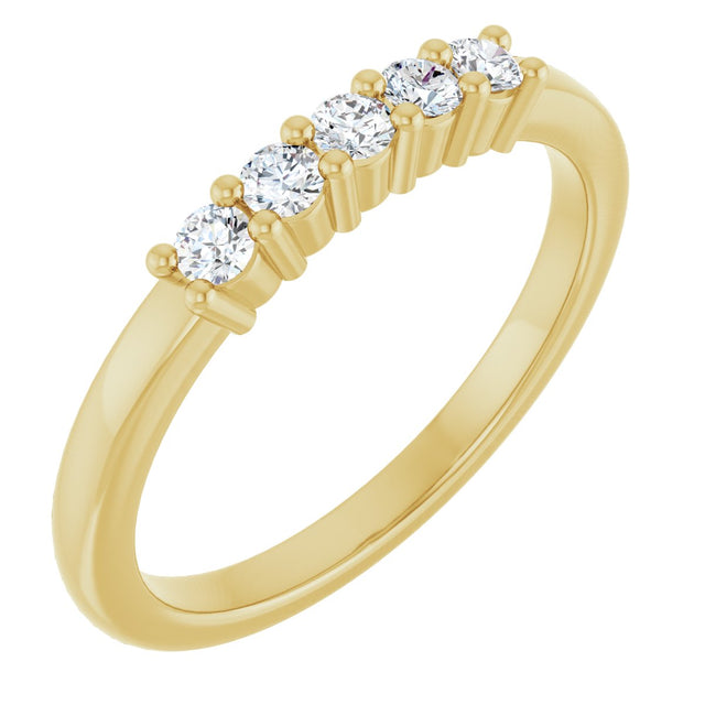 10K Gold Round Lab-Grown Diamond Five-Stone Anniversary Band – 1/4–5/8 CTW - Yellow Gold