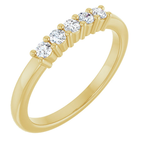 10K Gold Round Natural Diamond Five-Stone Anniversary Band – 1/5–5/8 CTW - Yellow Gold