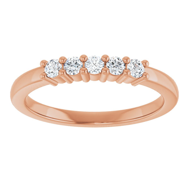 14K Gold Round Lab-Grown Diamond Five-Stone Anniversary Band – 1/5–5/8 CTW - Rose Gold - view 3