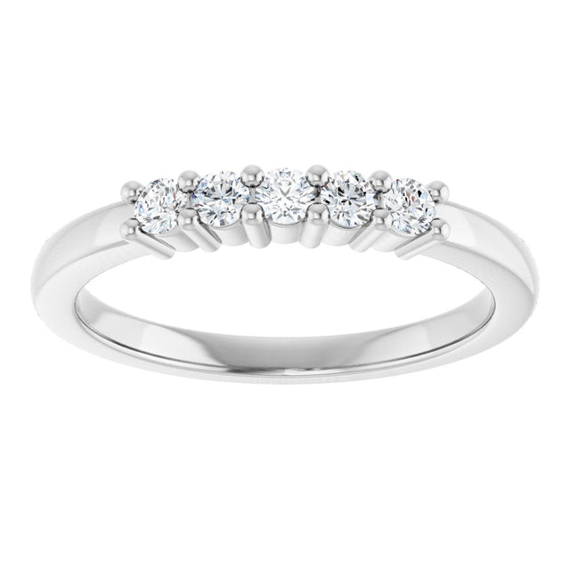 10K Gold Round Natural Diamond Five-Stone Anniversary Band – 1/5–5/8 CTW - White Gold - view 3
