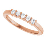 10K Gold Round Lab-Grown Diamond Five-Stone Anniversary Band – 1/4–5/8 CTW - Rose Gold - view 5