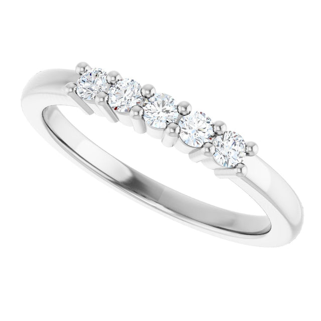 10K Gold Round Natural Diamond Five-Stone Anniversary Band – 1/5–5/8 CTW - White Gold - view 5