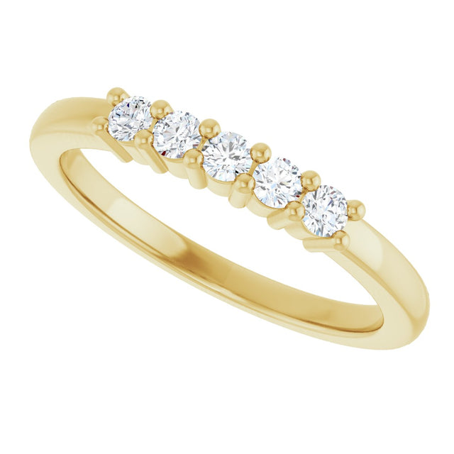 10K Gold Round Natural Diamond Five-Stone Anniversary Band – 1/5–5/8 CTW - Yellow Gold - view 5