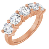 10K Gold Round Natural Diamond Five-Stone Anniversary Band – 2 1/3–4 1/4 CTW - Rose Gold