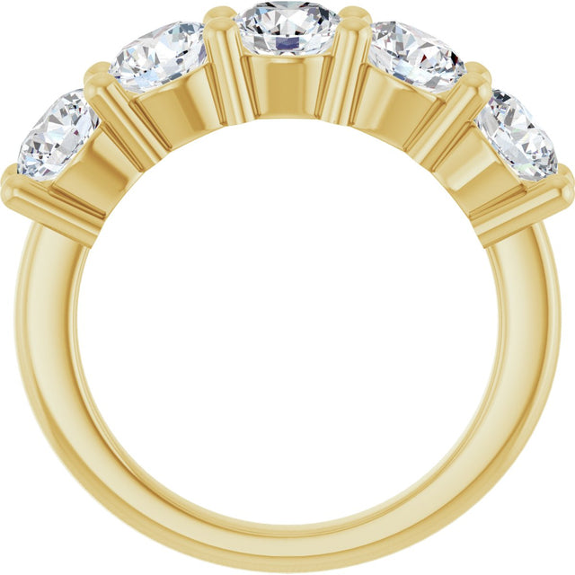 14K Gold Round Natural Diamond Five-Stone Anniversary Band – 2 1/3–4 CTW - Yellow Gold - view 2